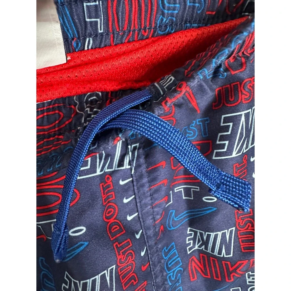 Nike Men's Swim Trunks Shorts Blue Red Just Do It‎ Logo Print Elastic Waist XL